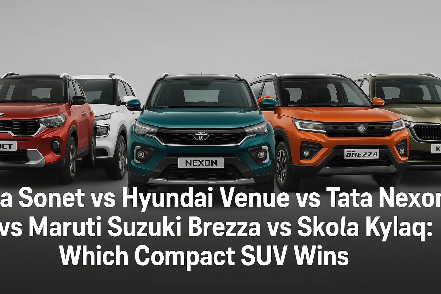 Kia Sonet, Hyundai Venue, Tata Nexon, Maruti Suzuki Brezza, and Skoda Kylaq